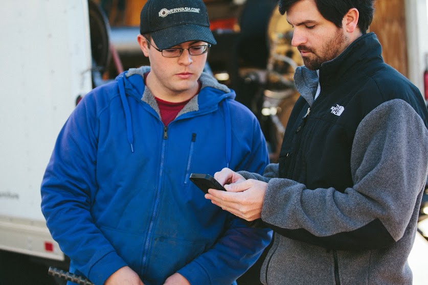 Mobile device on job