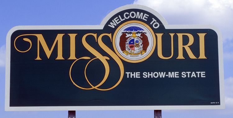 welcome to Missouri the show-me state highway welcome sign